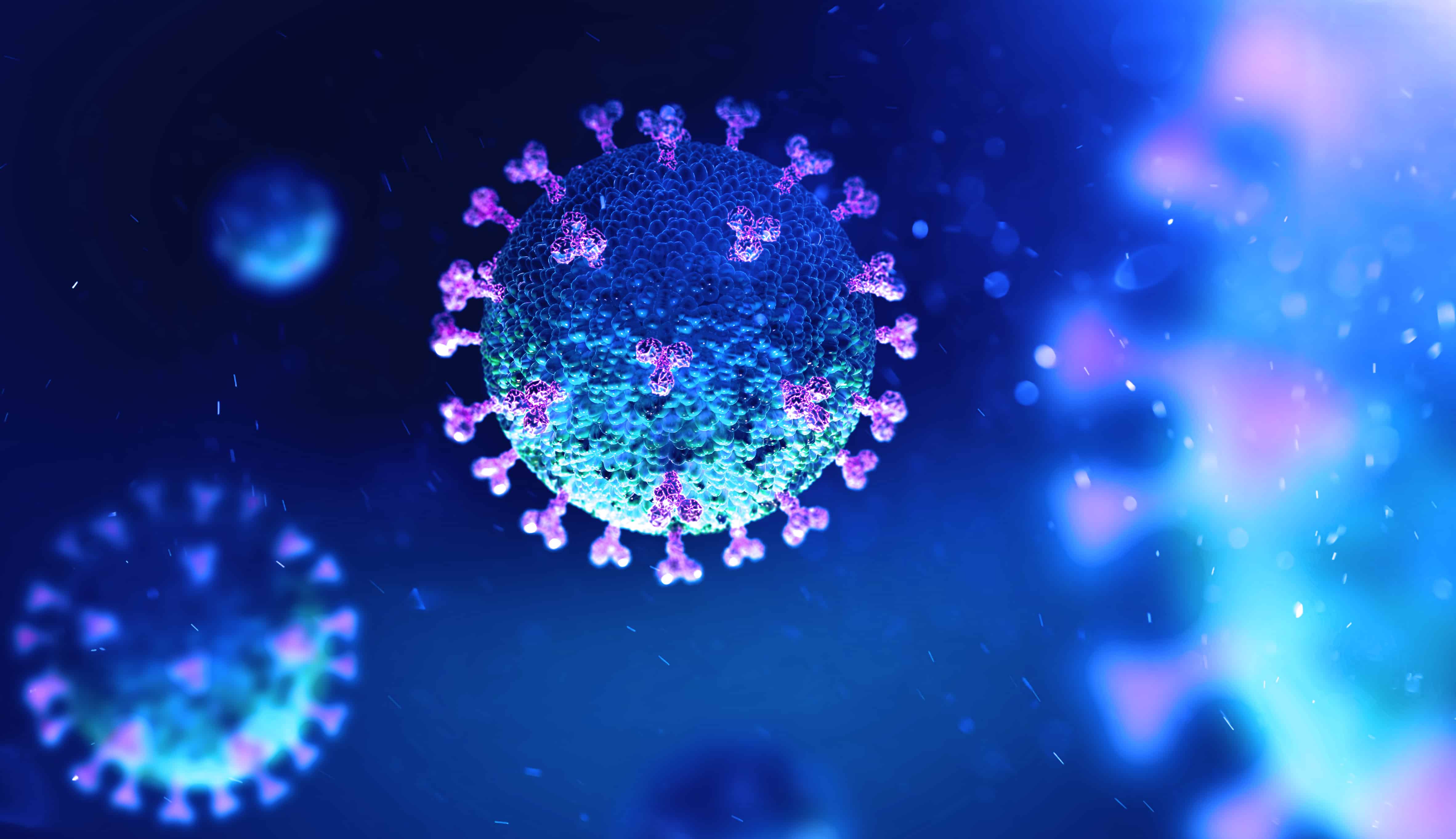 close-up of COVID-19 virus