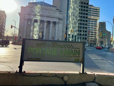 view from the northwest corner of Portage Avenue and Main Street, Winnipeg